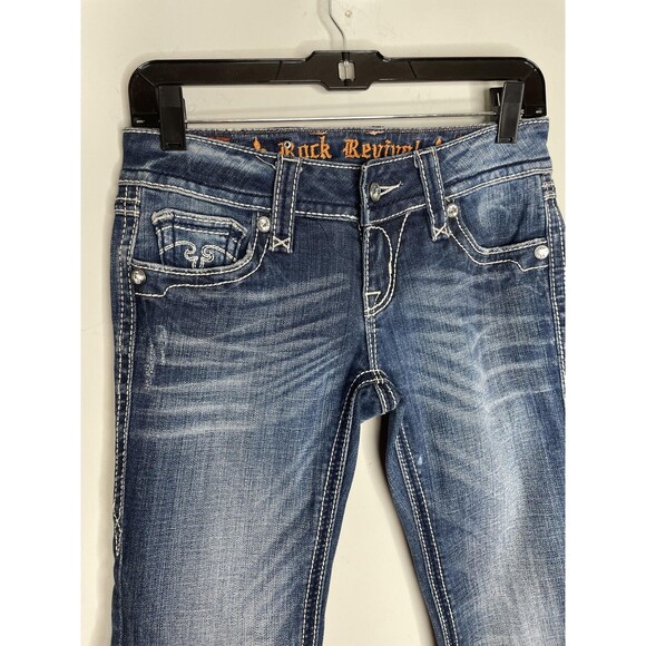 Rock Revival Jeans Womens 26 Blue Blake Boot Bootcut Mid Rise Contrast Stitch - Picture 2 of 10